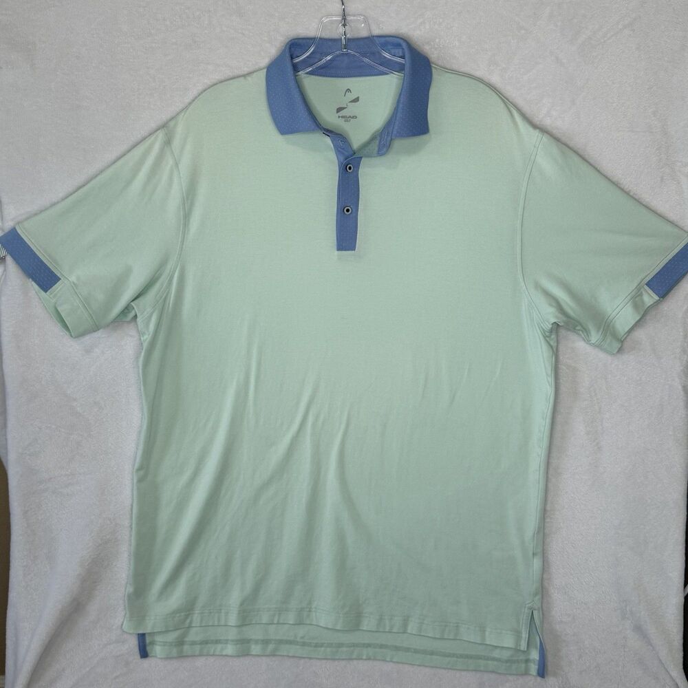 Head Golf Sportswear Men's Two-Tone‎ Polo Shirt Size L Mint Green Blue Collar